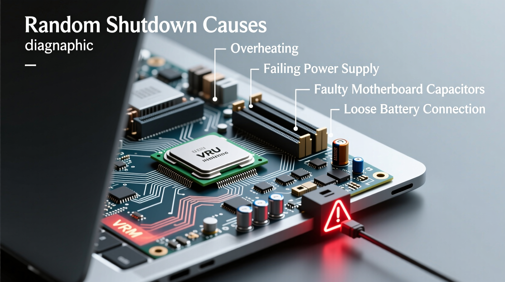 why does my laptop shut down randomly and what hardware might be failing