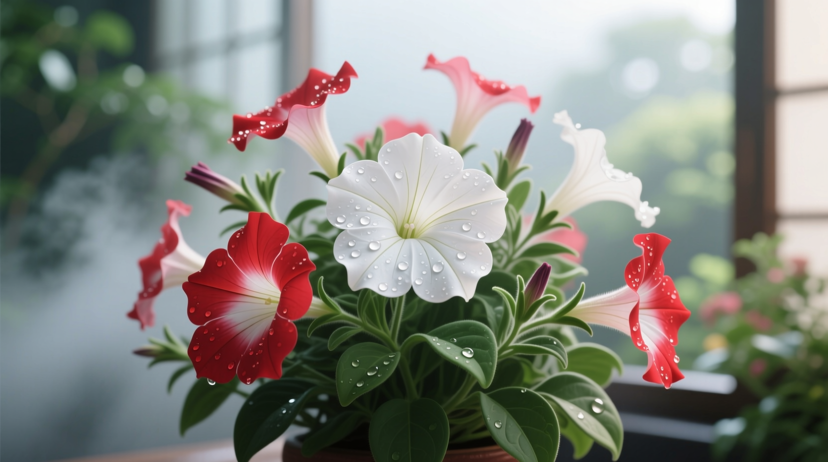 red white petunia