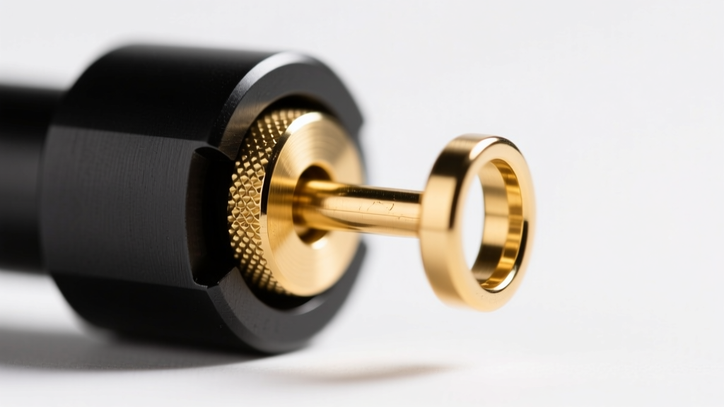 Close-up of a locking clutch gripping the deep notch of an 18-gauge gold earring stick, showing a secure mechanical friction fit.