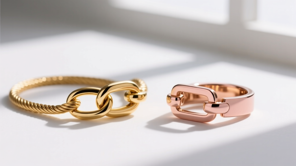 Macro photo of a 1.5mm 14k solid gold cable chain clasp next to a vermeil alternative, highlighting subtle color tone shifts.
