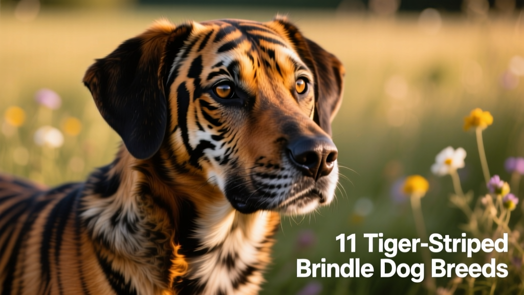 Close-up of a brindle-coated dog’s coat showing distinct tiger-like striping pattern