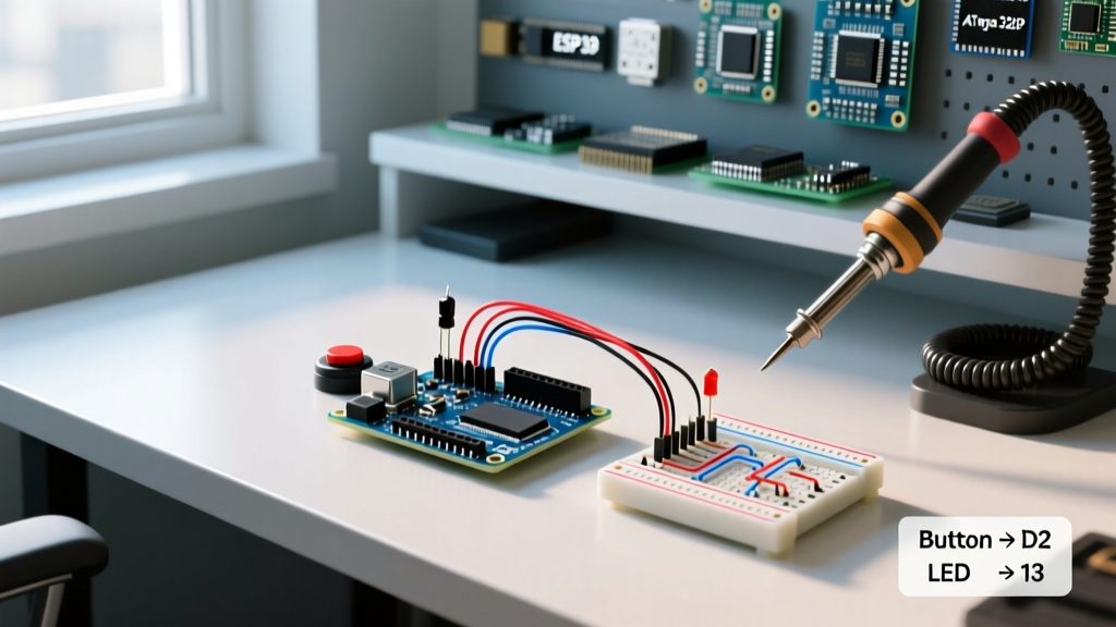 Push Button LED Arduino Setup: Debounce & Wiring Config Guide