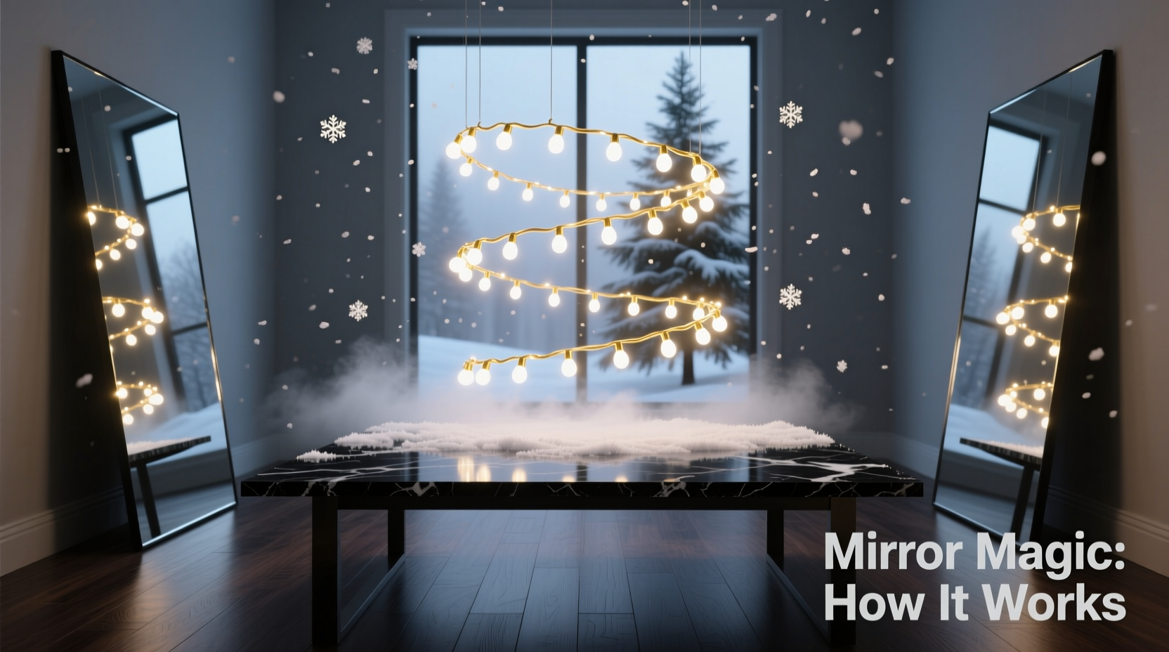 how to make a floating illusion of christmas lights with mirror tricks