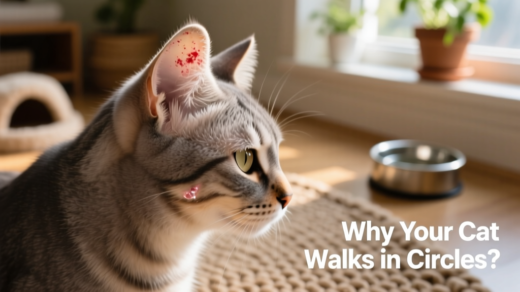 Close-up of a cat’s ear showing signs of irritation or discharge