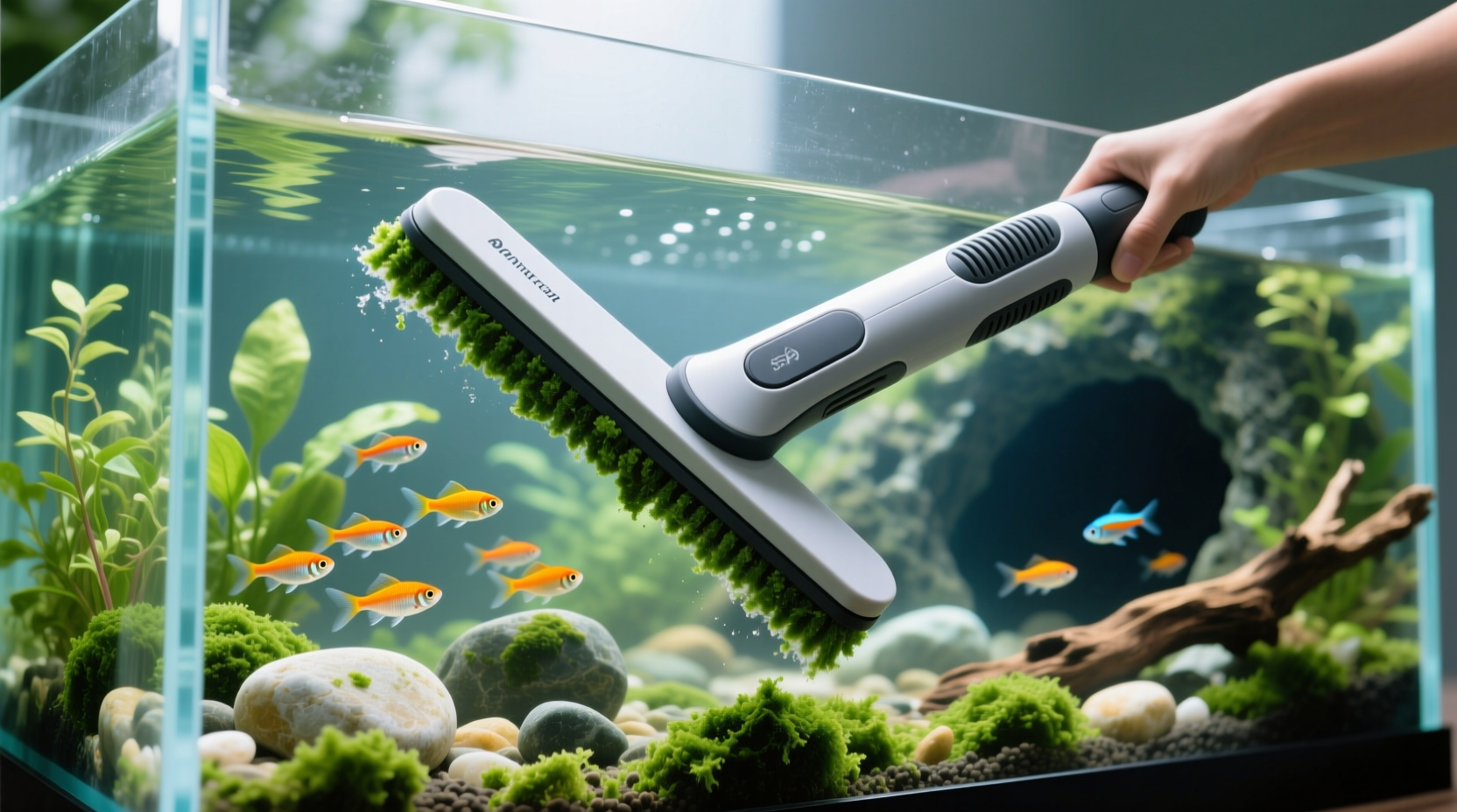 clean fish tank algae without scraping