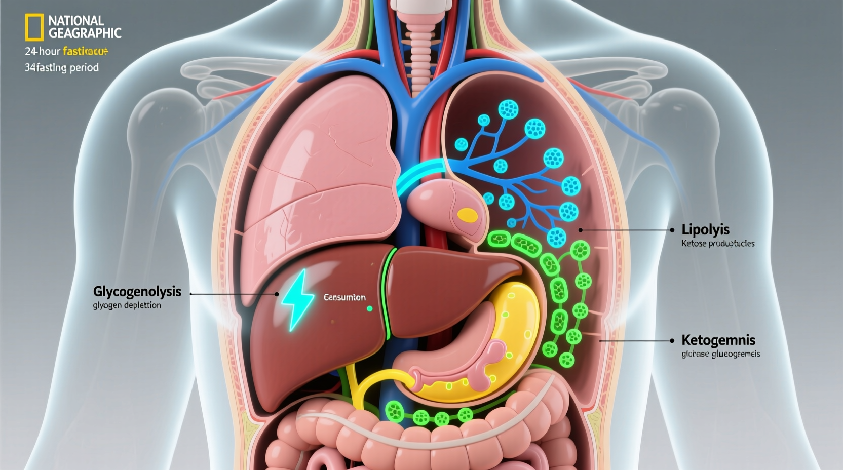 Human body metabolism process during fasting period
