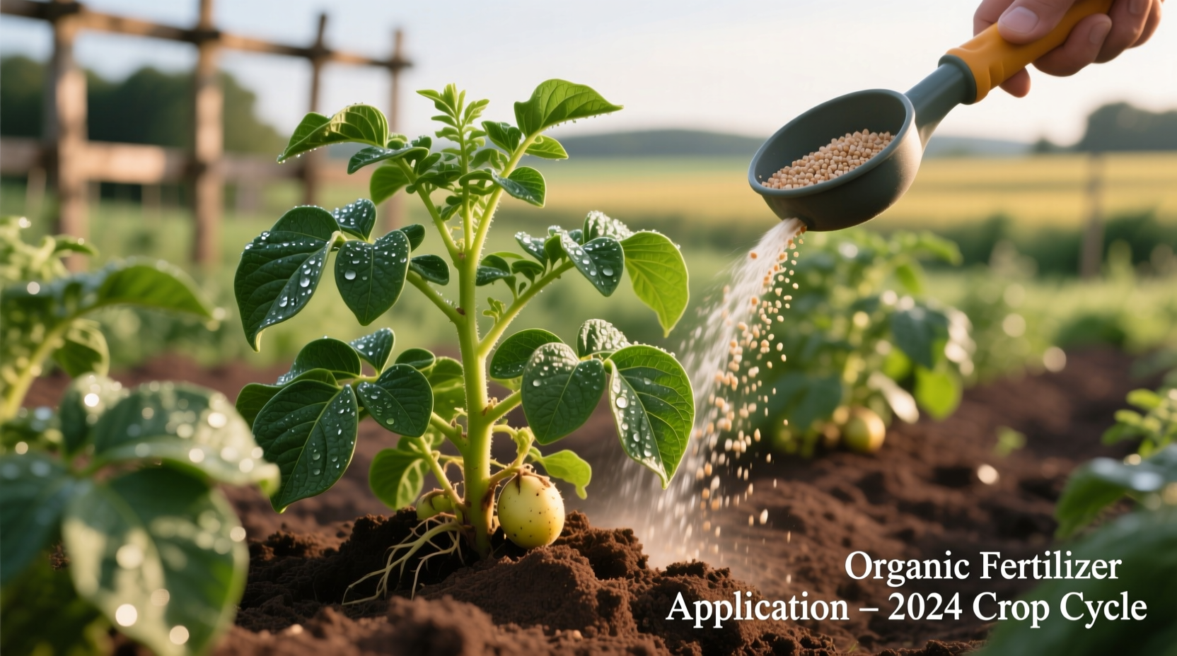 Potato plants with proper fertilizer application