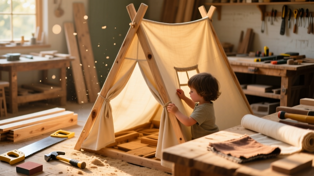 DIY Reading Tent for Kids: Wood Frame & Fabric Canopy