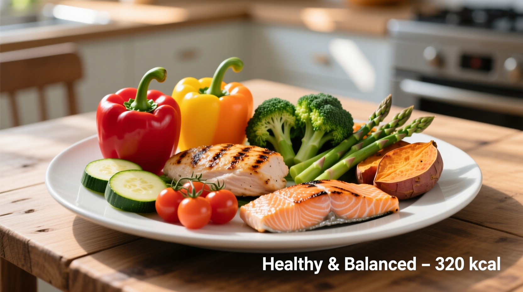 Colorful plate of vegetables and lean proteins for weight loss