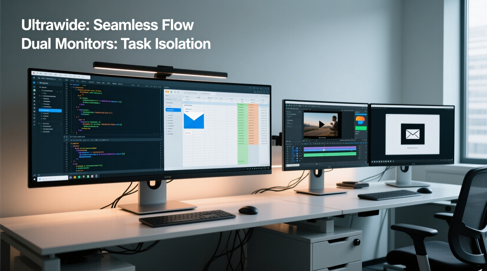 ultrawide monitor vs dual monitors productivity pros and cons