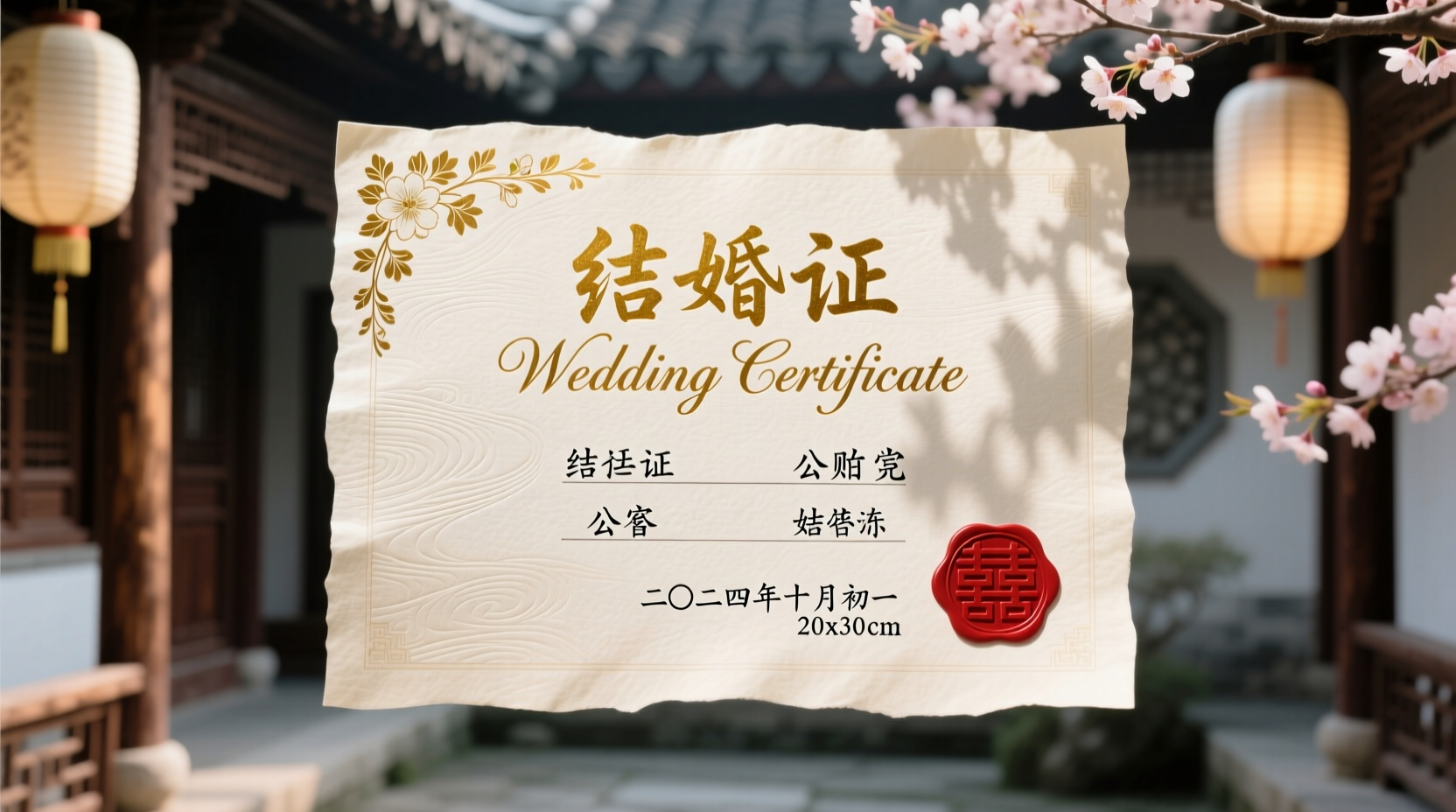 what does a wedding certificate look like