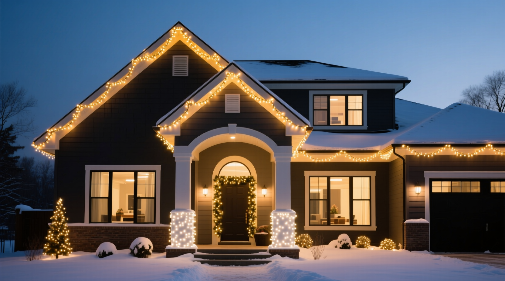 how to use christmas lights to highlight architectural features of your home