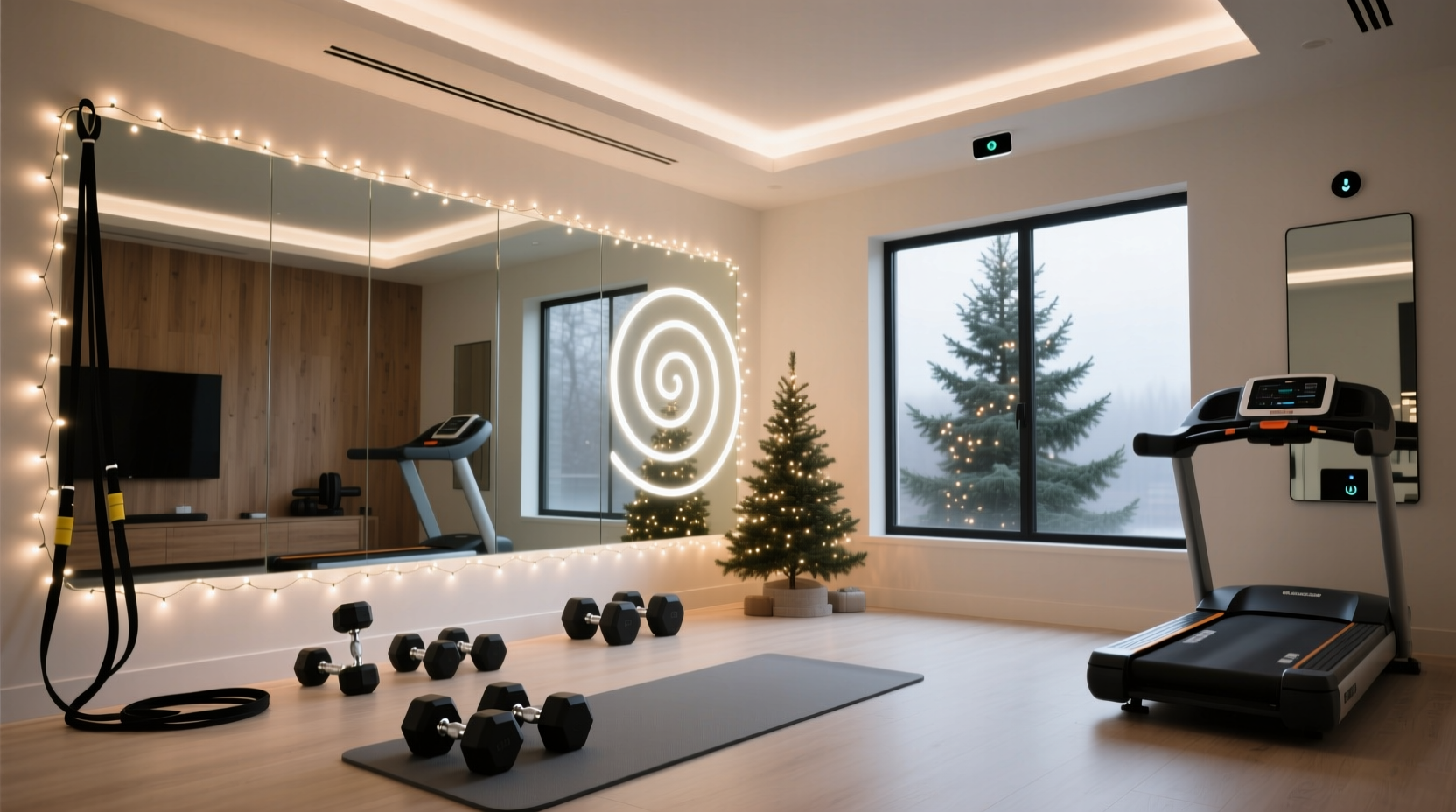 how to integrate christmas lights into a home gym setup without interfering with equipment sensors