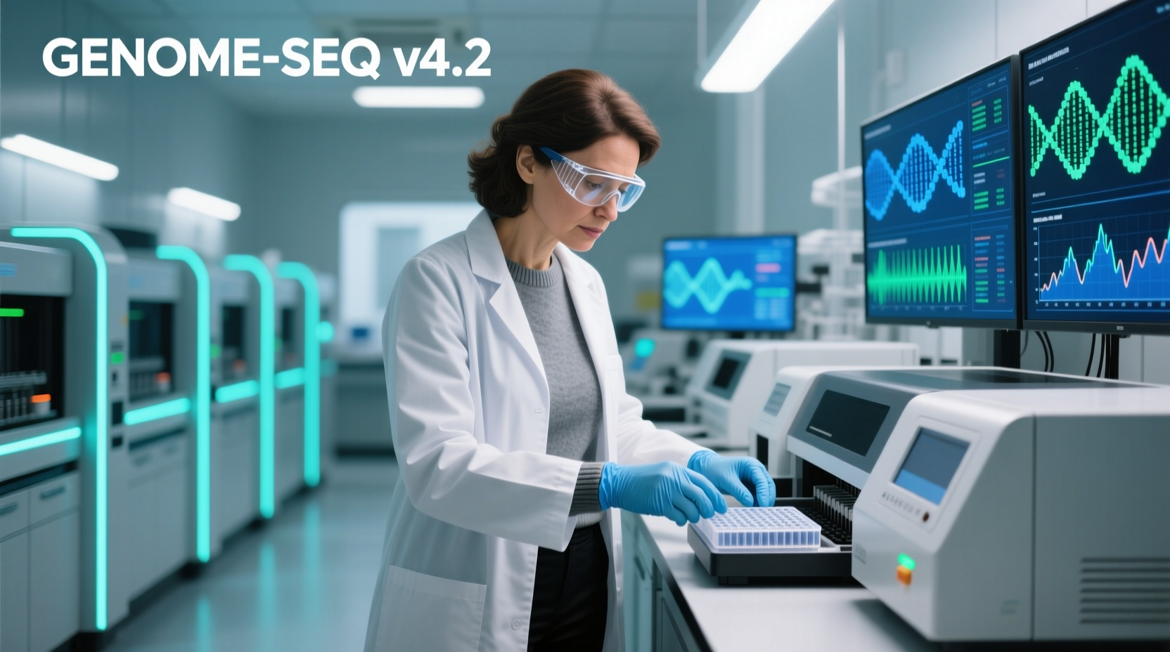 Scientist working with DNA sequencing equipment