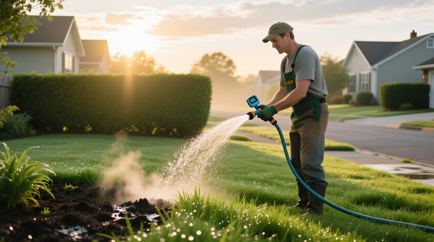 the best time to water grass for a greener lawn and less water waste