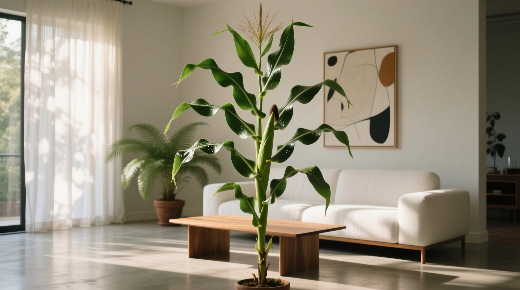 tall indoor corn plant