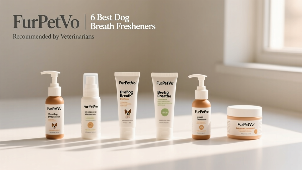 Side-by-side comparison of six FurPetVo oral care products on a clean white surface