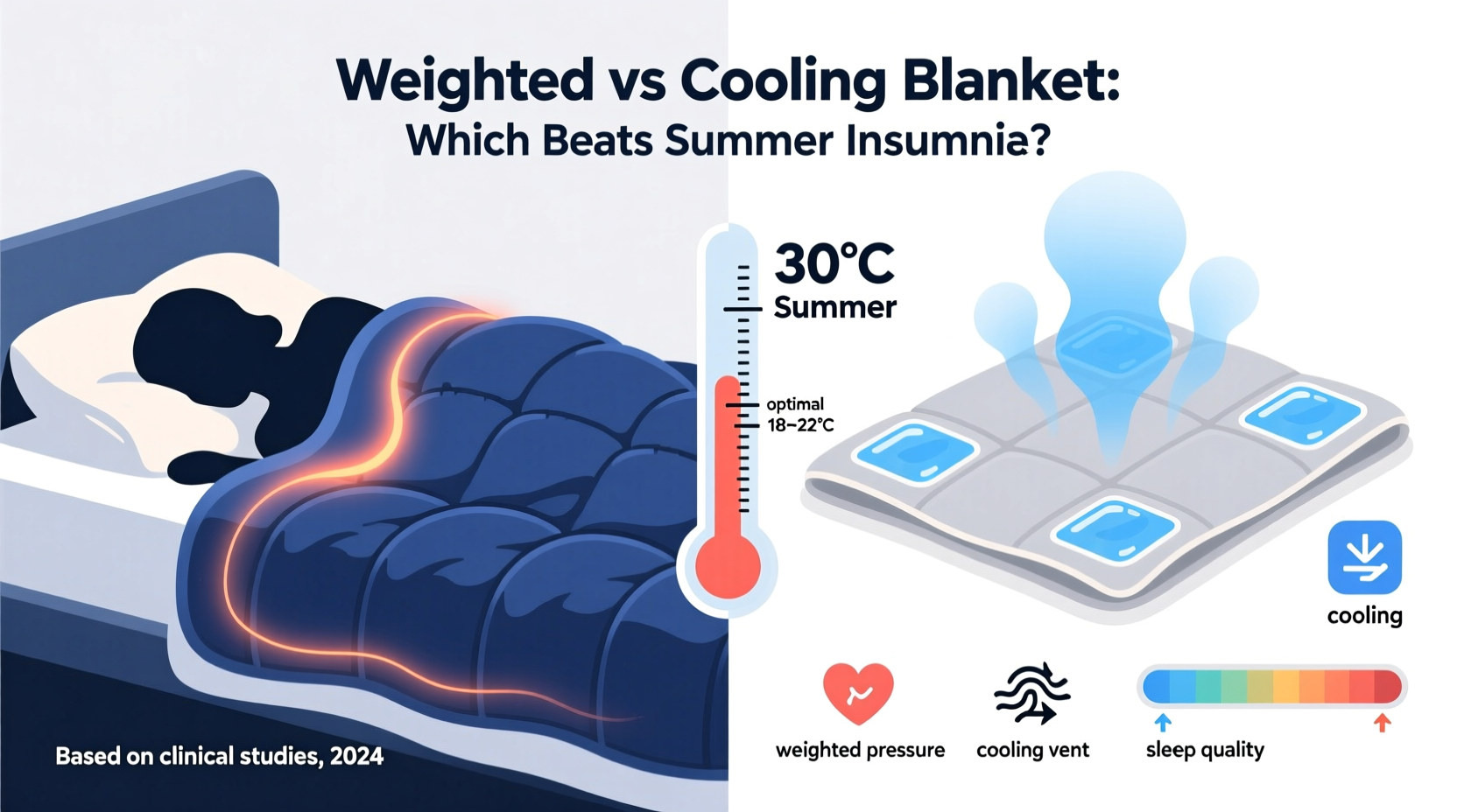 weighted blanket vs cooling blanket which helps insomnia better in summer