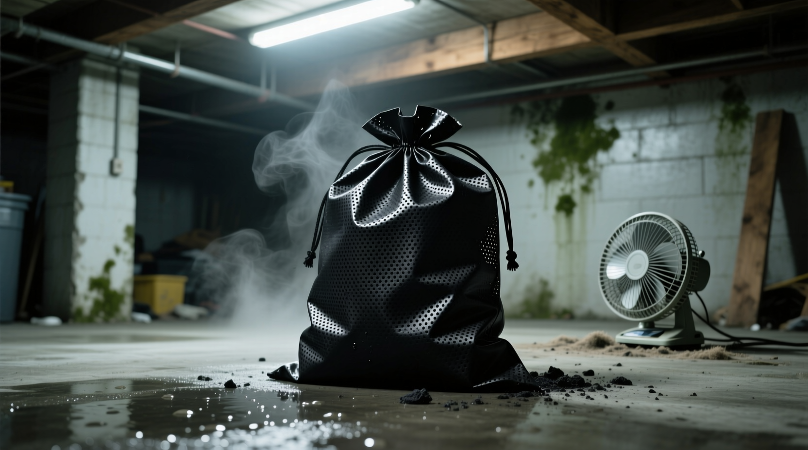 charcoal bags vs ventilation fans for basement mildew