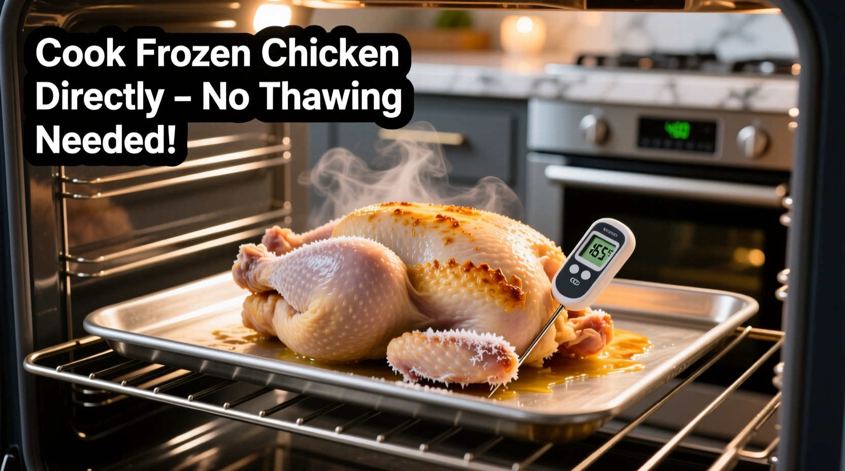 how to cook frozen chicken without thawing in oven