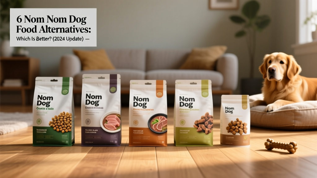 A side-by-side comparison of six fresh and gently cooked dog food brands in sleek packaging