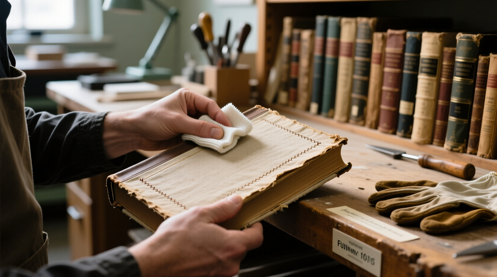 sanitize cloth book covers without warping glue