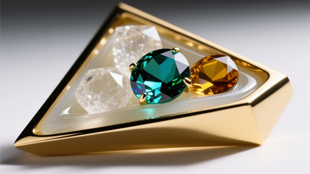 Angled macro shot of epoxy-set glass stones in a gold-tone bezel, showing the adhesive layer under bright studio lighting.