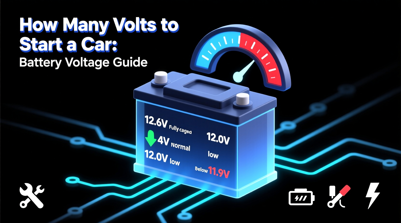 how many volts does a car battery need to start