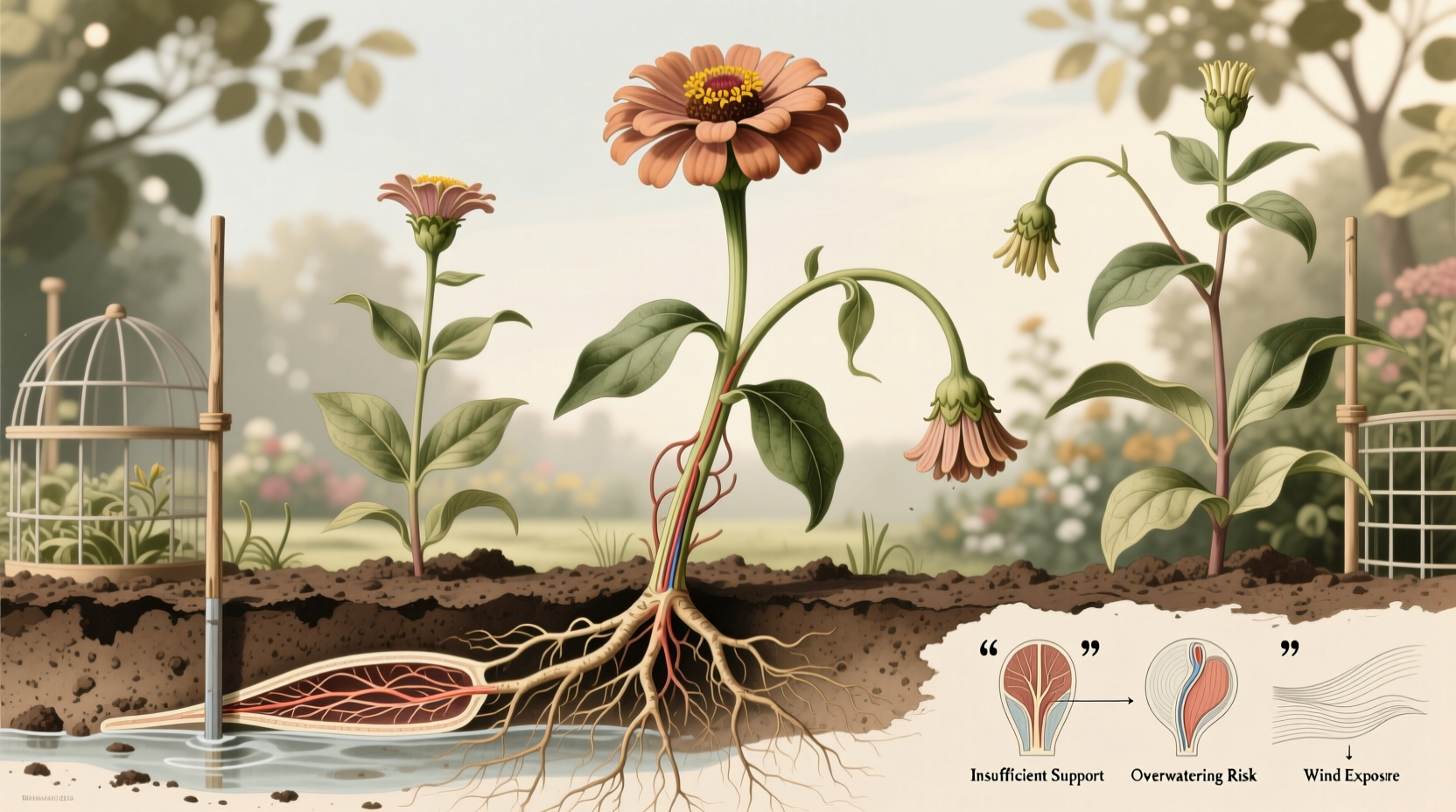 why zinnias fall over and how to prevent