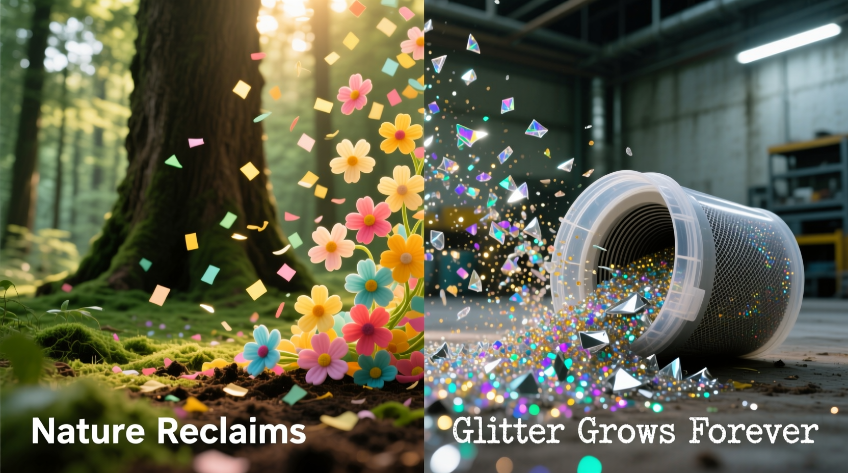 biodegradable confetti for tree shaking ceremonies vs synthetic glitter which clogs vacuum filters