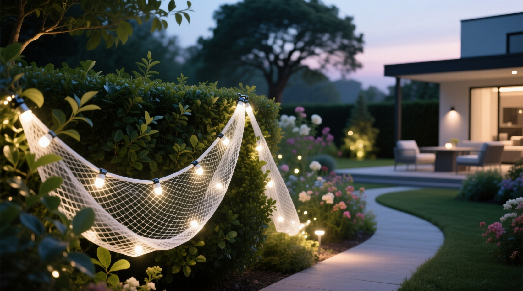 why are mesh net lights popular for bushes and hedges