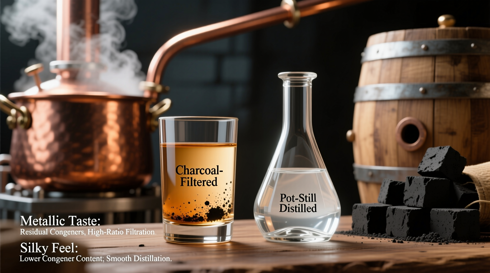 why do some craft vodkas taste metallic while others feel silky identifying still type and charcoal differences