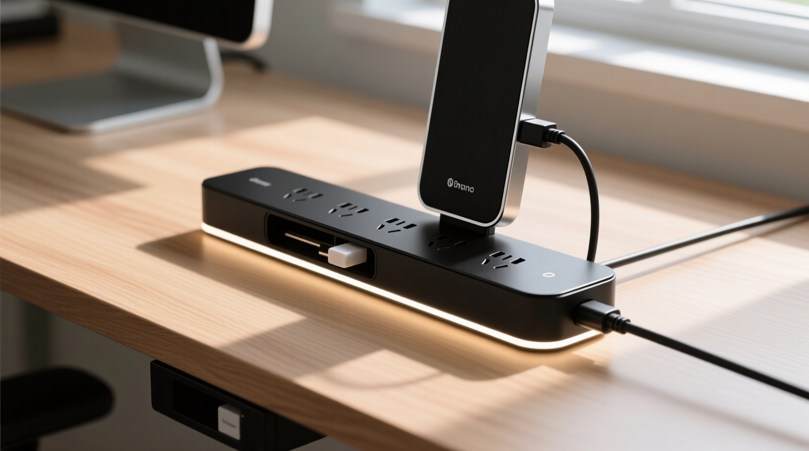 this retractable in desk power strip makes sure power i