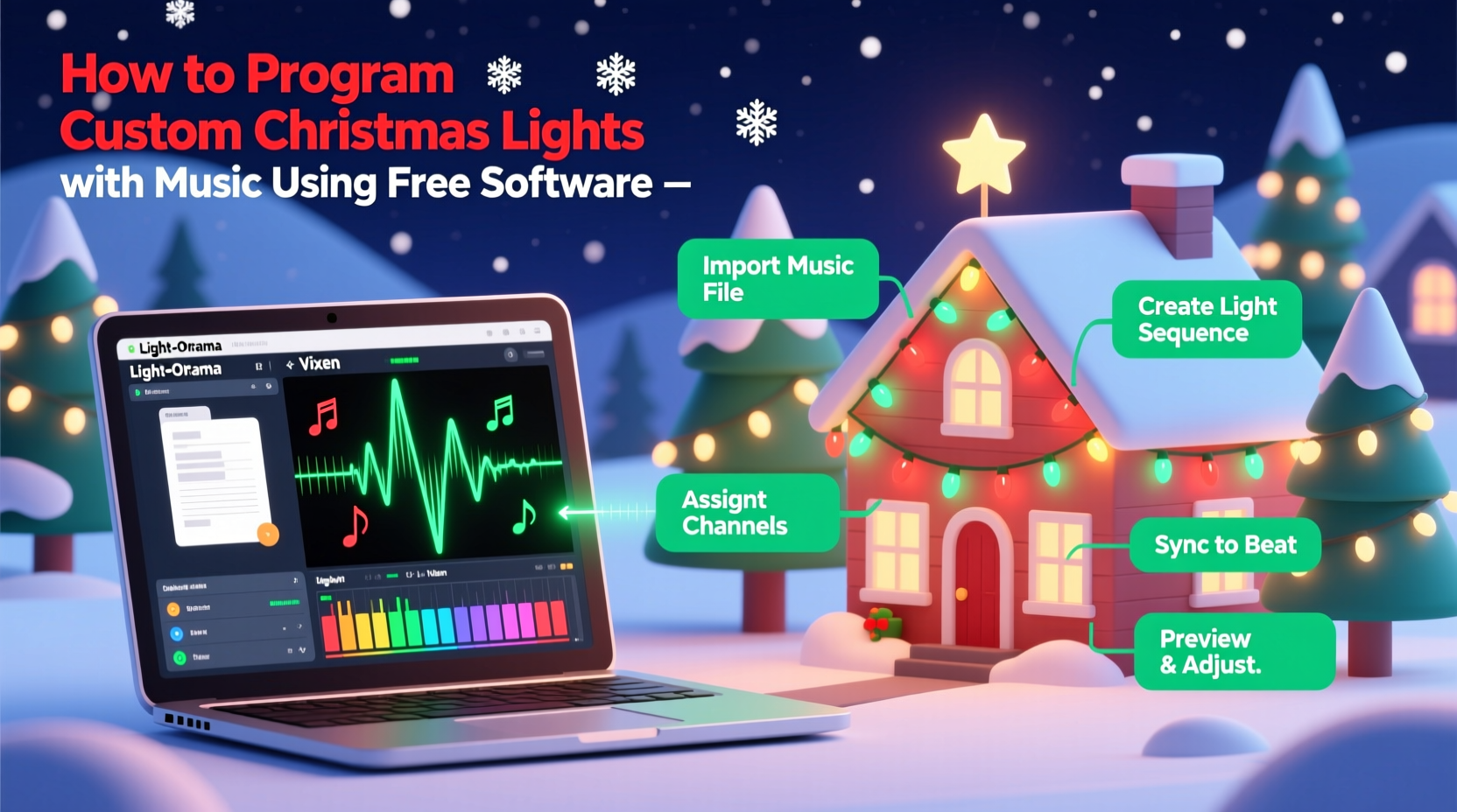 how to program a custom christmas light sequence with music using free software