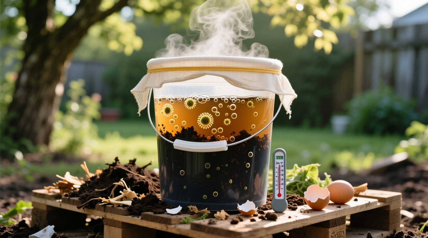 Compost Tea Without a Brewer: Bucket + Cheesecloth Method