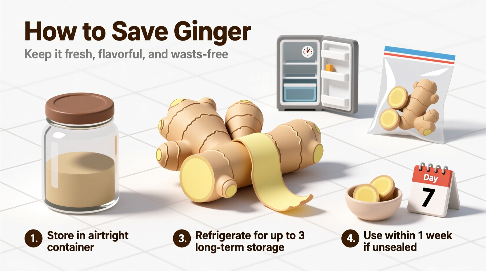 Ginger slices frozen in ice cube tray with water