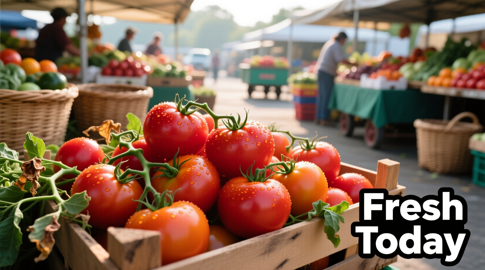 Fresh tomatoes arranged at a local farmers market