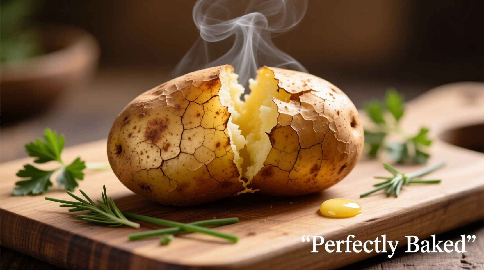 Perfect baked potato with crispy golden skin