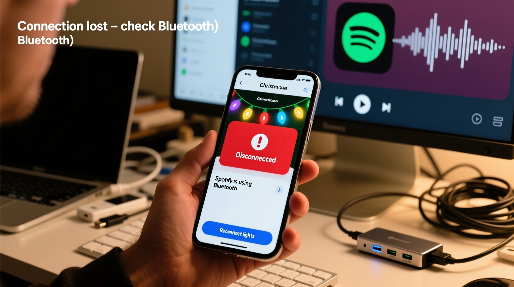 why does my smart christmas light app disconnect every time i open spotify