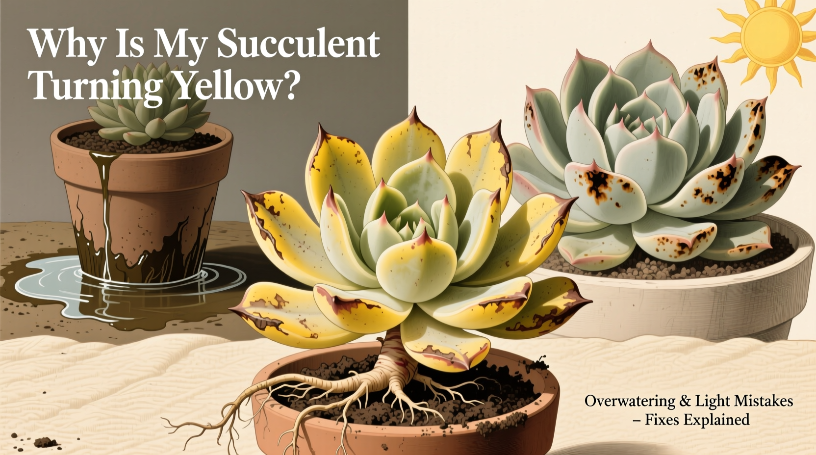 why is my succulent turning yellow watering mistakes and light fixes