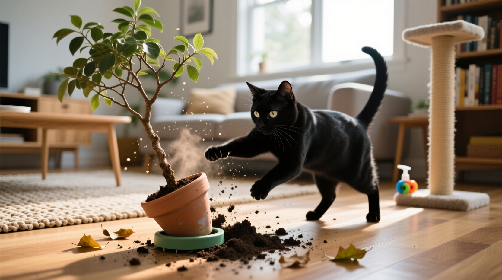 why does my cat knock down the tree within hours of setup and how to prevent it