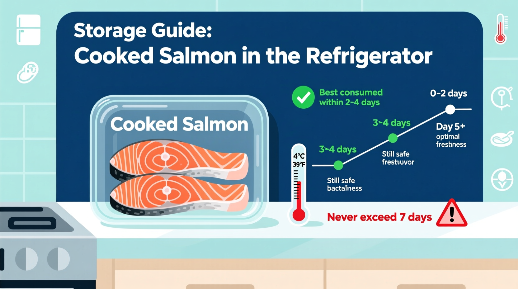 how long can you keep cooked salmon in the fridge