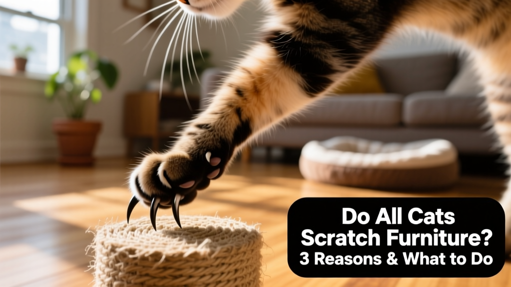 Close-up of a cat’s paw extending claws while scratching a sisal post