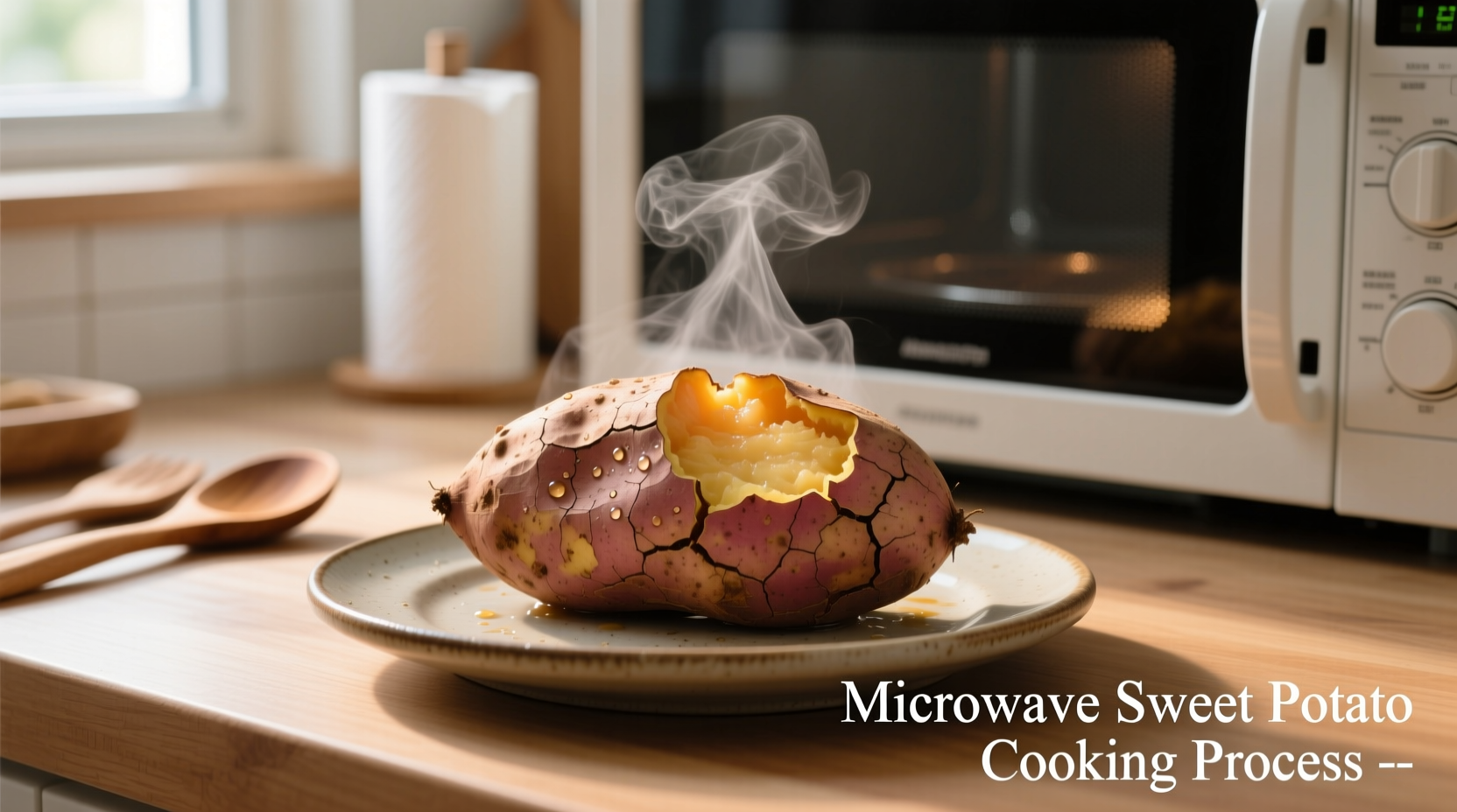 Microwave sweet potato cooking process
