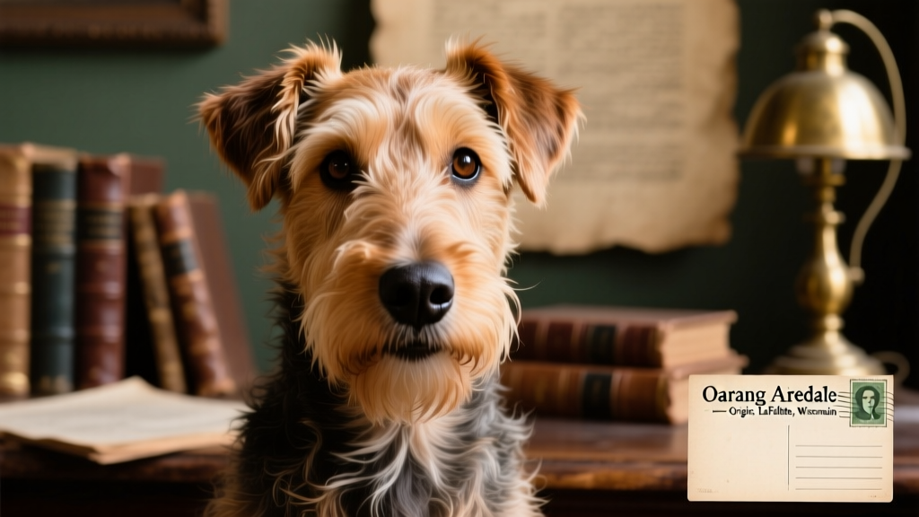 Close-up portrait of a gentle, expressive Airedale Terrier looking attentively at camera