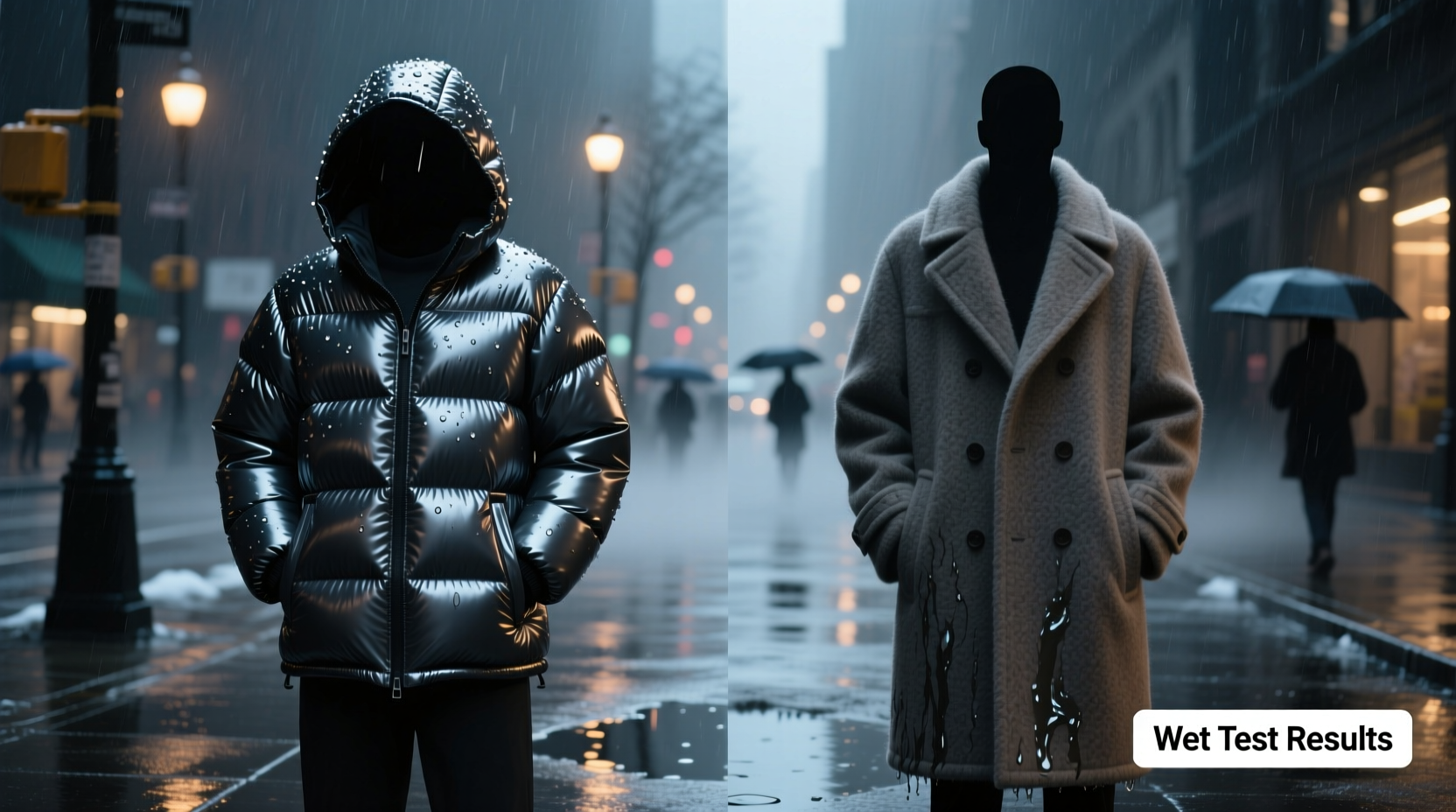 puffer jacket vs wool coat which keeps you drier in rainy winters