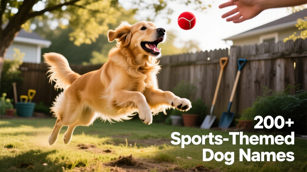 Energetic golden retriever mid-leap during a backyard game of fetch
