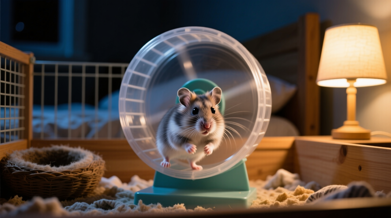 why does my hamster run on the wheel all night and is it stressed or happy