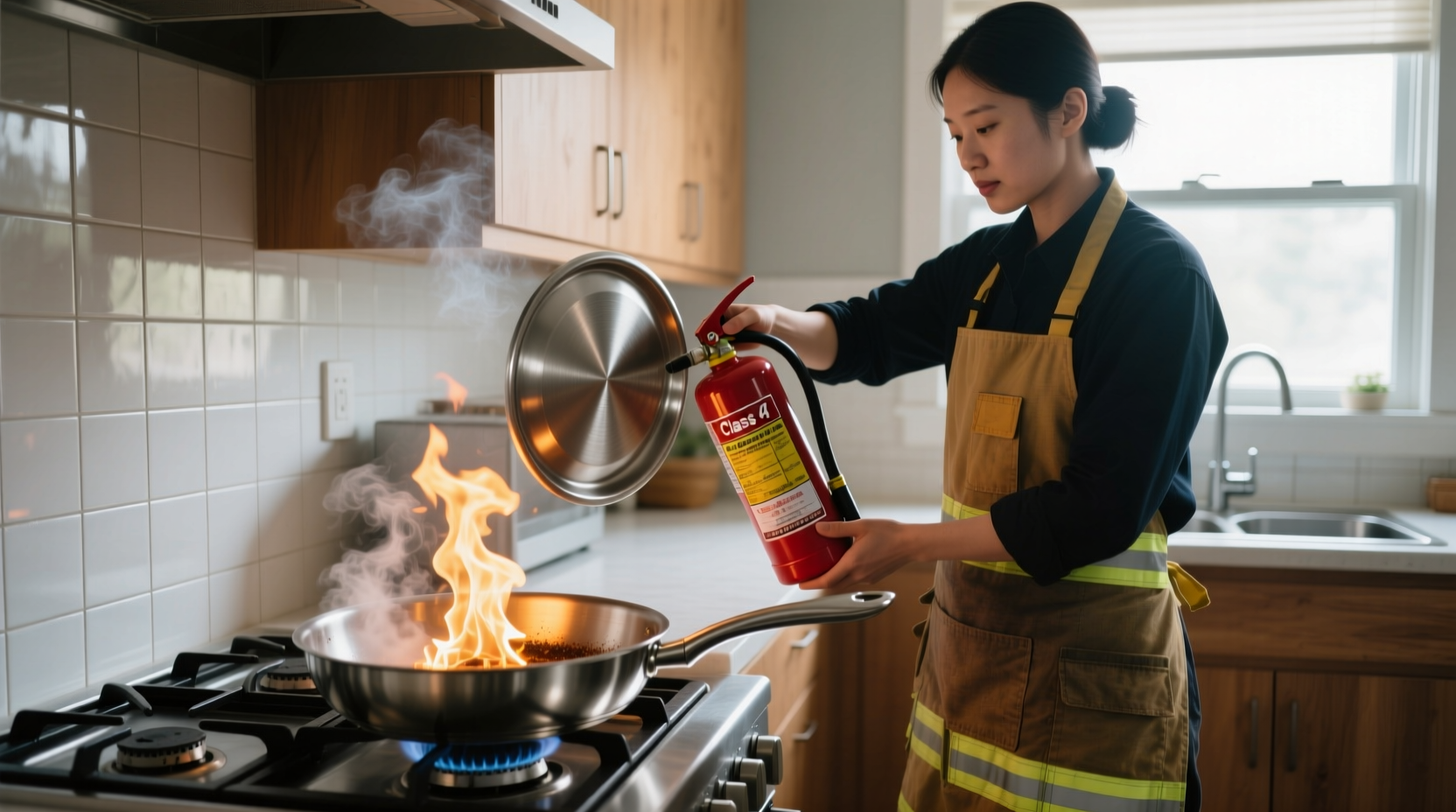 the right way to put out a kitchen fire