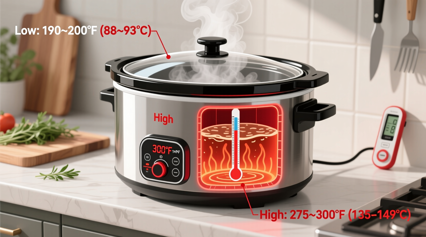what temp is high in a slow cooker